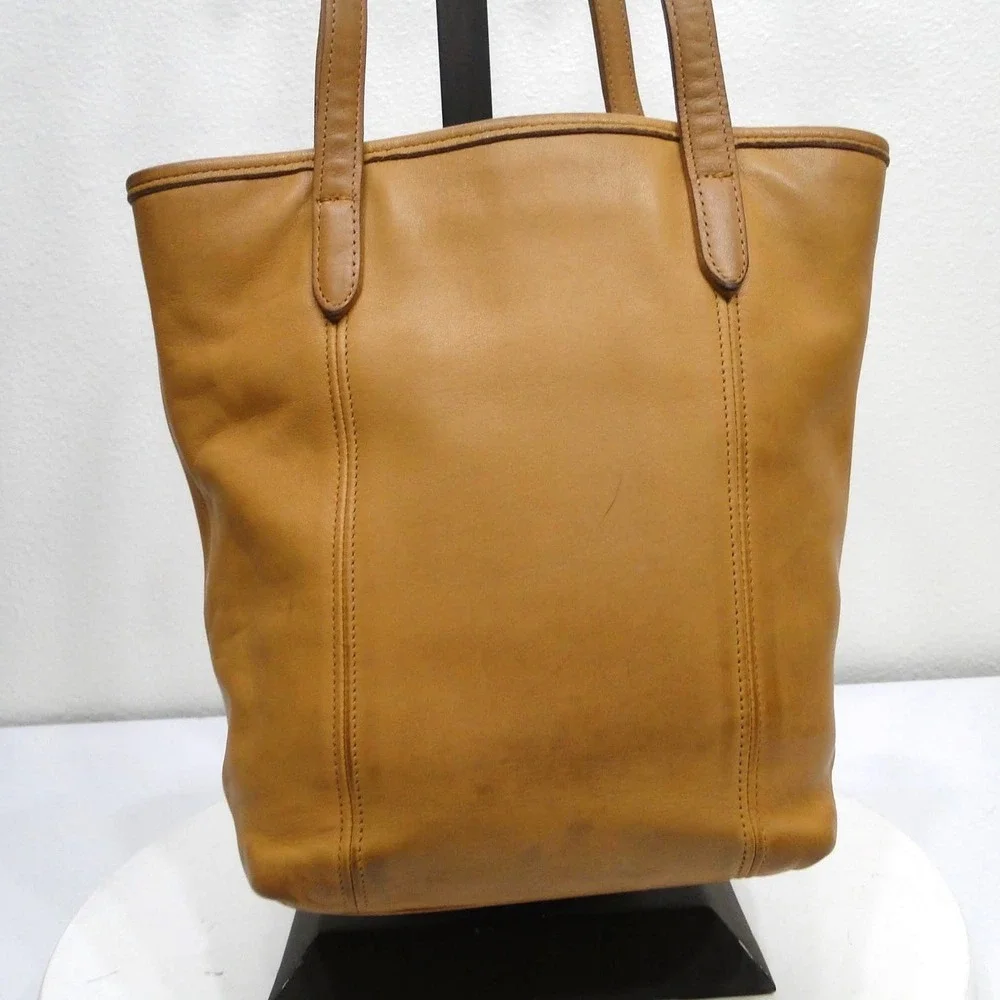Vintage Coach Tan Leather Tote Bag 9077 Made in USA Shoulder Bag Handbag
